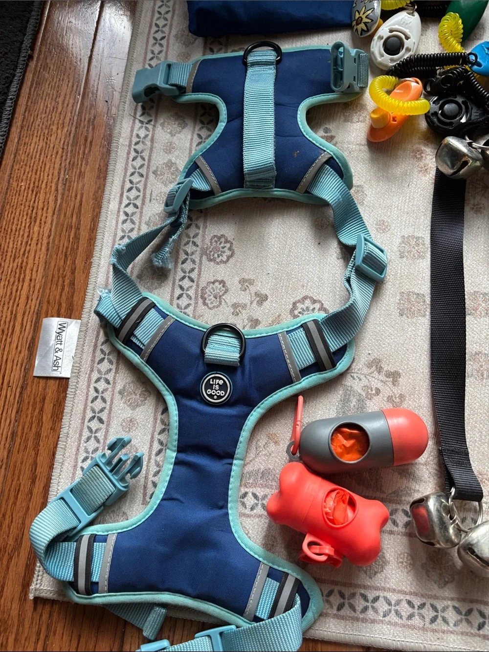 LargeBlue DogHarness,nail grinder,clickers,waterbowl,treat waistbag,doorbell